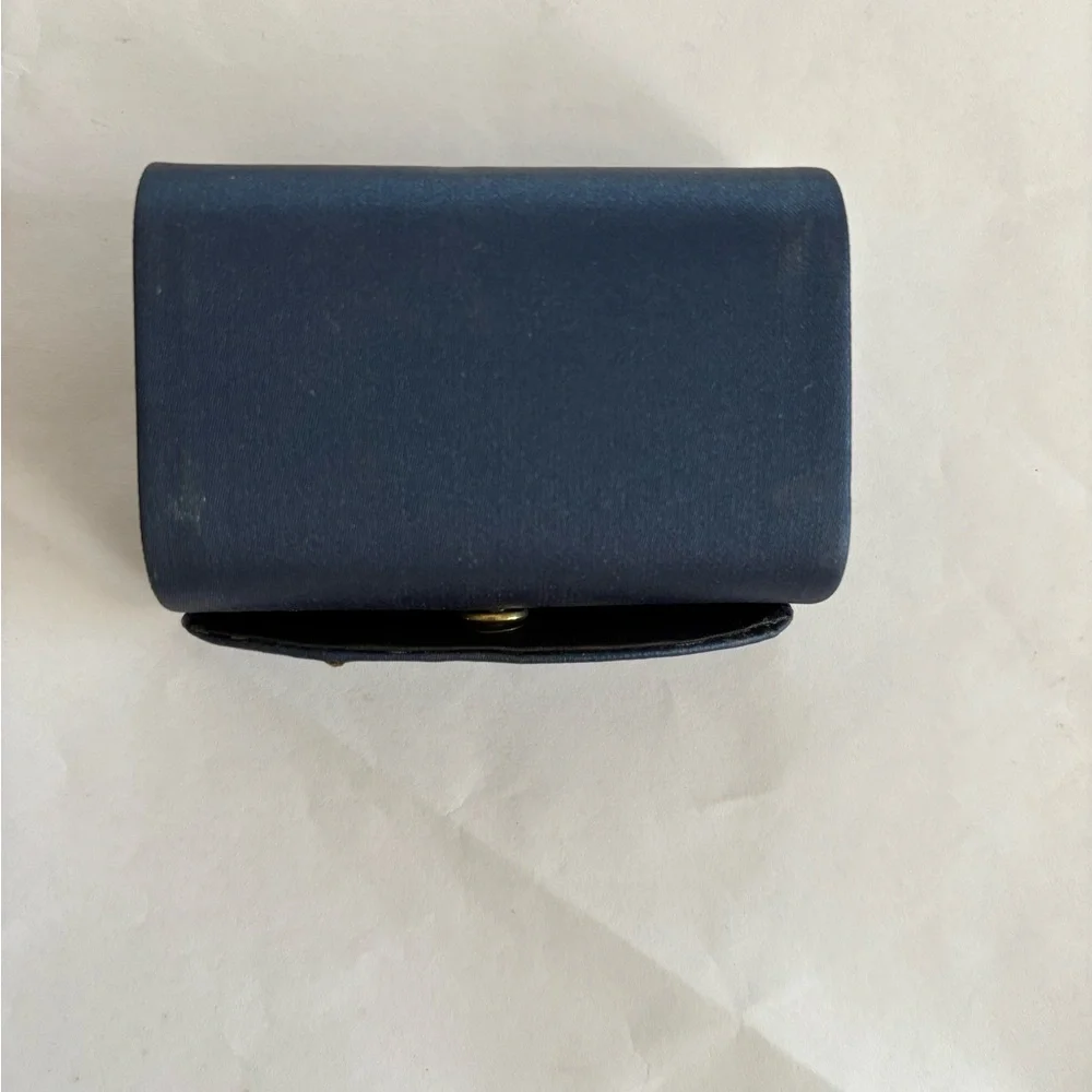 Vintage Avon Lipstick Case Floral Embroidered Navy “Classic Petite Beauty Clutch
